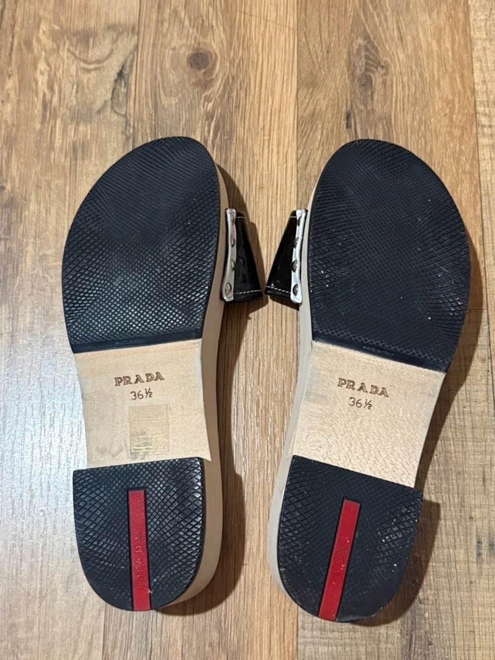 Prada Black and White Slide Mules - Picture 4 of 7